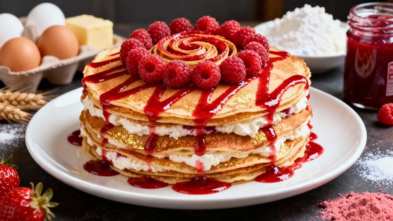Gâteau de crêpes aux framboises : recette Courchevel