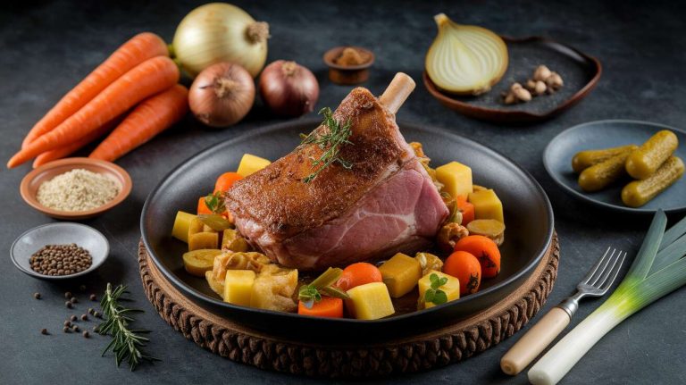 Jarret de porc demi-sel : recette et ragoût de légumes