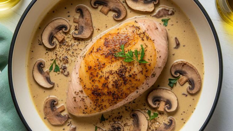 Poulet à la crème et champignons : recette savoureuse
