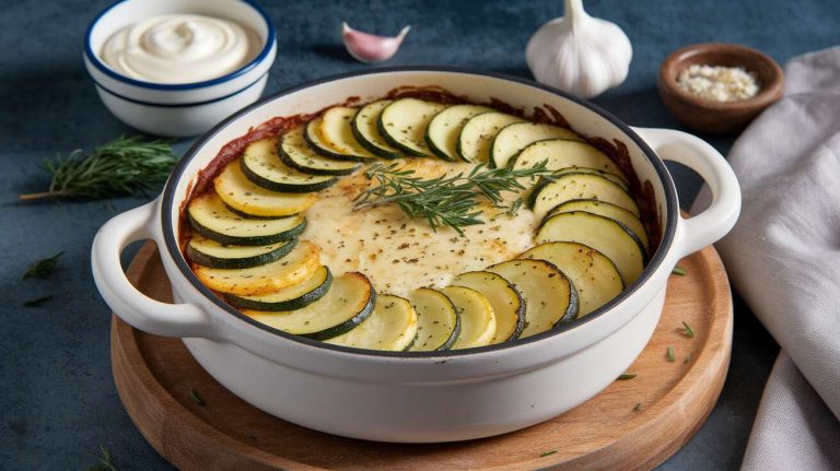 Gratin pommes de terre, courgettes et chèvre : recette savoureuse