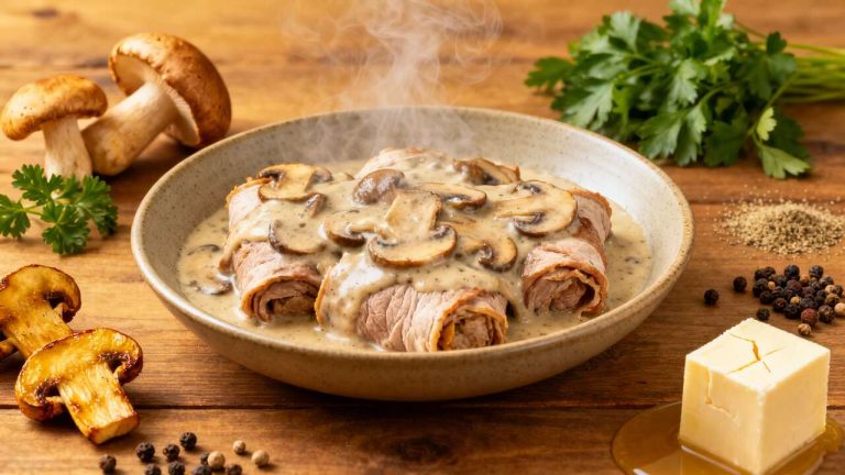 Paupiettes de porc : recette facile avec sauce champignon et crème