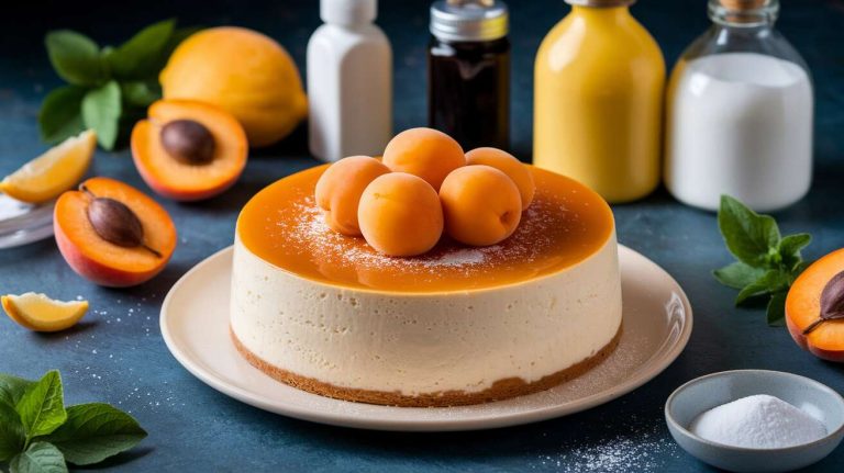 Entre le cheesecake et le flan, ce dessert aux abricots ne contient aucune matière grasse